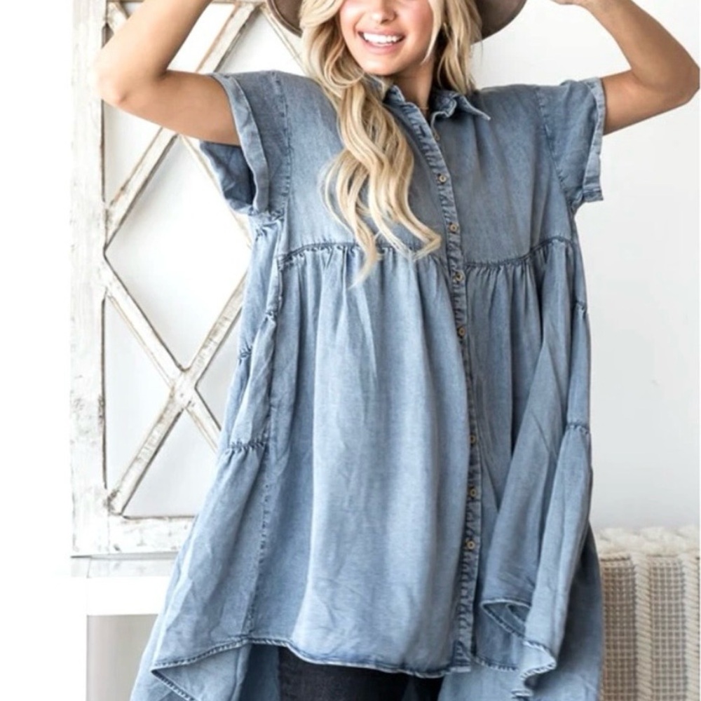 Oli & Hali Denim Baby Doll Top!